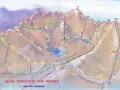Mapa szlaków turystycznych w Tatrach Wysokich, ukazująca trasy przez Dolinę Gąsienicową, Kozi Wierch i Kasprowy Wierch.