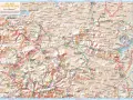 Mapa turystyczna Beskidu Wyspowego z zaznaczonymi trasami. Widać liczne miejscowości i szlaki piesze.