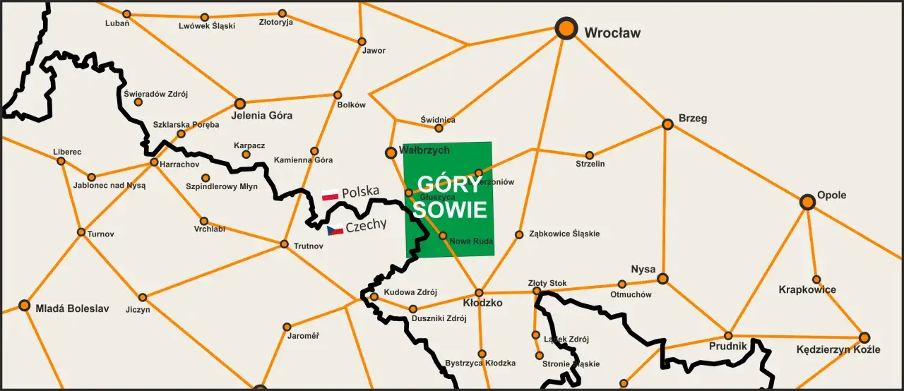 Góry Sowie mapa lokalizacja