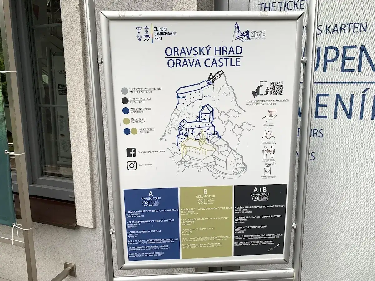 Zamek Orawski cennik: informacje o trasach zwiedzania i cenach biletów.