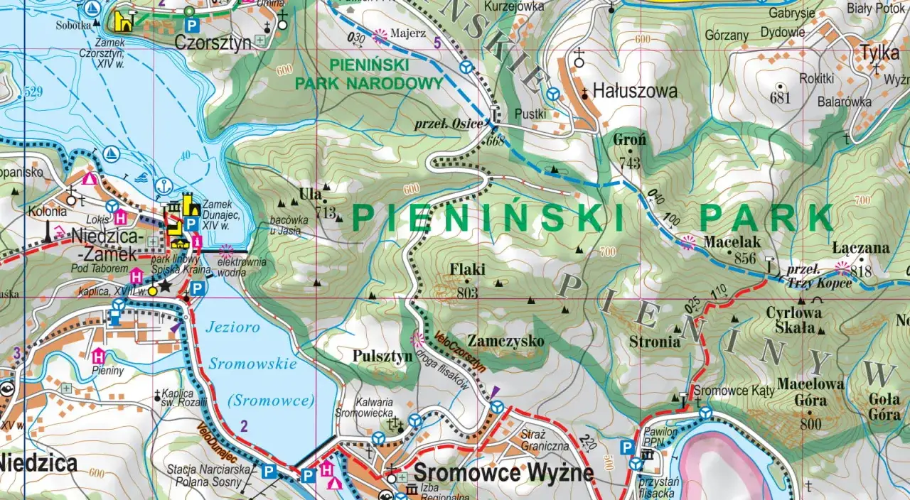 Mapa szlaków Trzy Korony Pieniny