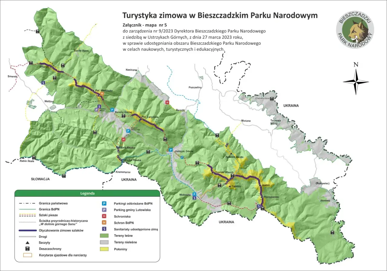 szlaki Tarnica zimą mapa