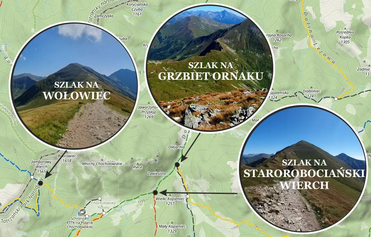 Starorobociański Wierch szlak Dolina Chochołowska mapa